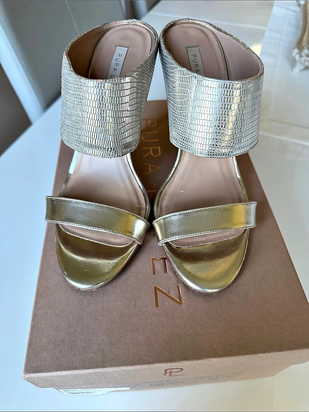 Pura López Metallic High Heels Gold & Silver EU 37
